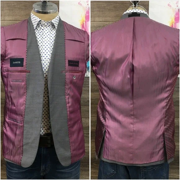 ZANETTI Mens Blazer Sport Coat Casual Jacket Size 40S Slim Fit Wool Suit‎
